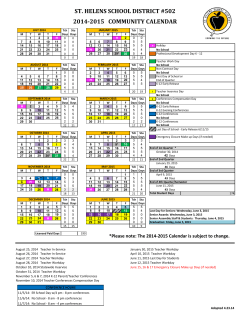 2014-2015 Calendar - St Helens School District