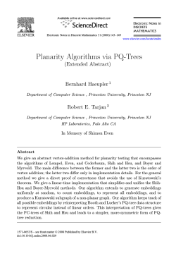 Planarity Algorithms via PQ-Trees, B. Haeuper and R. E. Tarjan