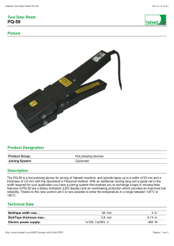 Habasit Tool Data Sheet PQ-59