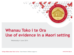 Whanau Toko i te Ora Use of evidence in a Maori setting