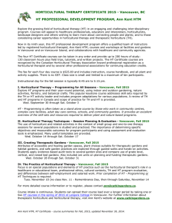 HORTICULTURAL THERAPY CERTIFICATE 2015