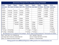 Jamestown Newport Ferry 2014 Operating Schedule
