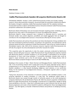 Cadila Pharmaceuticals Sweden AB acquires BioChromix NewCo AB