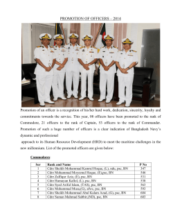 PROMOTION OF OFFICERS – 2014