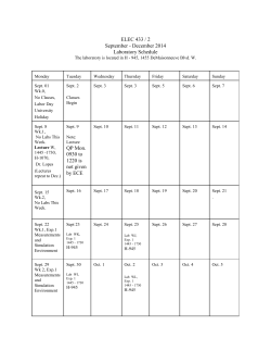 ELEC 433 / 2 September - December 2014 Laboratory Schedule QP