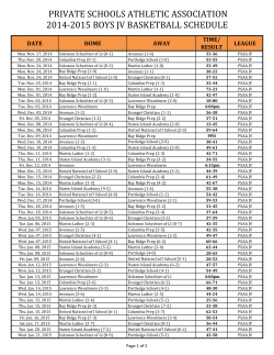 2014-2015 BOYS JV BASKETBALL SCHEDULE PRIVATE