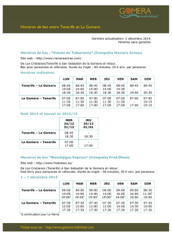 Horaires de bac entre Tenerife et La Gomera - GOMERA
