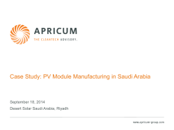 Case Study: PV Module Manufacturing in Saudi Arabia—Nikolai