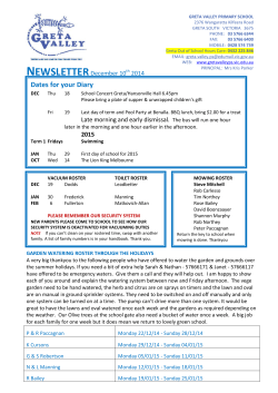 Newsletter December 17, 2014 - Greta Valley Primary School