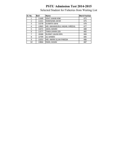 Selected Student for Admission from Waiting