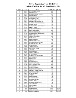 Selected Student for admission from Waiting-AH