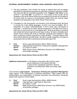 DIVISION: LEGAL SERVICES - South African Police Service