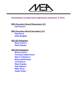 Nominations accepted and confirmed as of January 9, 2015. MEA