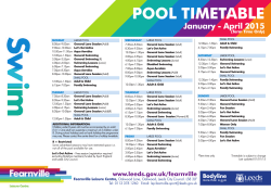 Swimming Timetable January - April 2015