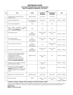 IMPORTANT DATES