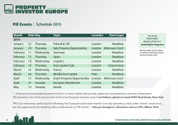 PIE Event Calendar 2015 - Property Investor Europe