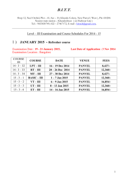 Level - III Course Schedule - Dec 2014