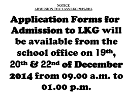 Admission Form Distribution for Class LKG 2015