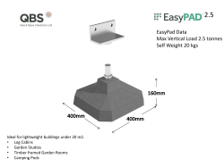 EasyPad Data Max Vertical Load 2.5 tonnes Self Weight 20 kgs