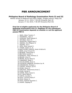 PBR ANNOUNCEMENT - The Philippine College of Radiology
