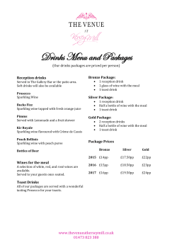 Drinks Menu and Packages - The Venue at Kersey Mill