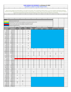 2015 Availability Schedule
