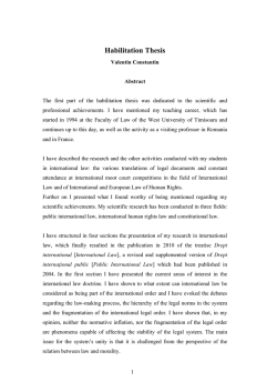 Habilitation Thesis