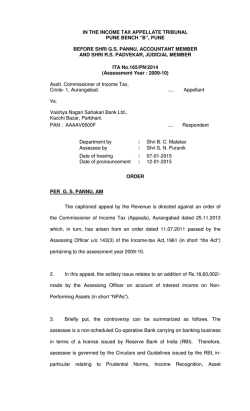 IN THE INCOME TAX APPELLATE TRIBUNAL PUNE BENCH “B