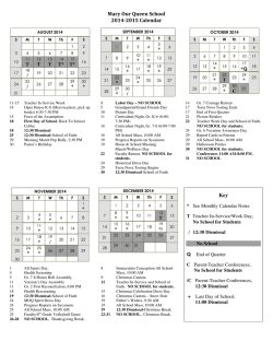 2014-2015 MOQ School Calendar