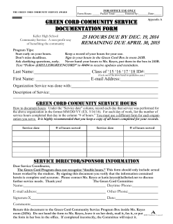 Green cord community service documentation form