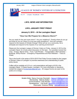 January 2015 Bulletin - League of Women Voters of Lexington