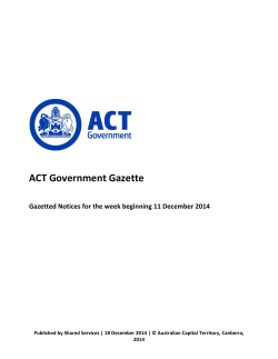 ACT Government Gazette 18 Dec 2014
