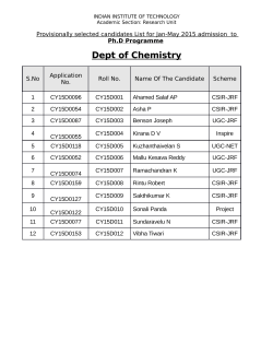 Dept of Chemistry - Research Programme @ IIT Madras