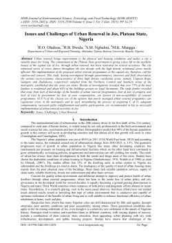 Issues and Challenges of Urban Renewal in Jos, Plateau