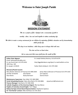 Welcome to Saint Joseph Parish MISSION STATEMENT