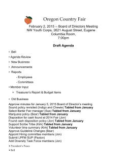 Board meeting agenda February 2, 2105