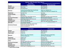 January 2015 Weekly Duty Roster