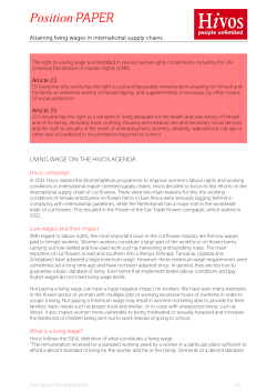 Hivos Position Paper Attaining Living wages in International Supply