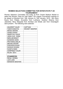 women selection committee for inter state t-20