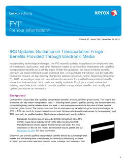 IRS Updates Guidance on Transportation Fringe - FYI