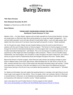 Press Release - Wisconsin Dairy News