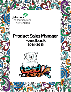 2015 Cookie Sale Manual - For Product Sales Manager