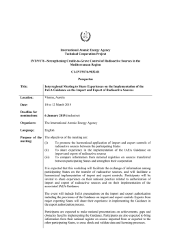 International Atomic Energy Agency Technical Cooperation Project