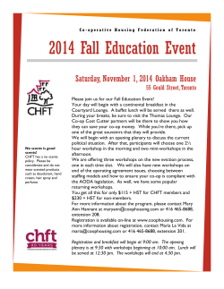 2014 Fall Education Event - Co-operative Housing Federation of