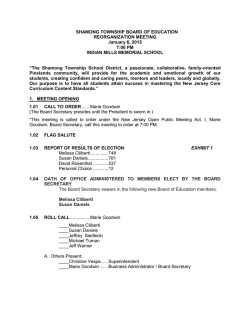 January 6, 2015 - Shamong Township School District