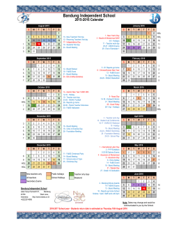 2015 2016 School Calendar - Bandung Independent School