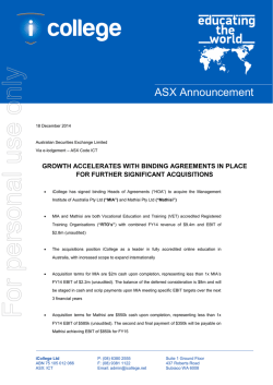 For personal use only - Australian Securities Exchange