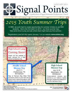 2015 Youth Summer Trips - Signal Mountain Presbyterian Church