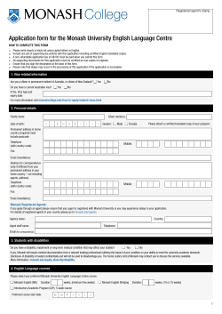 Application form for the Monash University