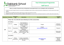 Homework Programme Year 8 - Oakbank School, Keighley